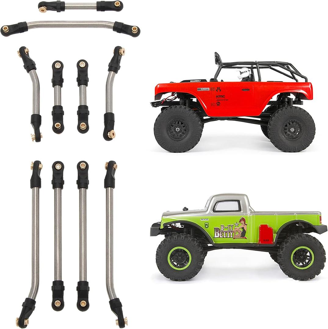 MEUS RACING SCX24 Links High Clearance Chassis Steering Links Set 10pcs 133.5mm Wheelbase for SCX24 Deadbolt AXI90081 B17 AXI00004 1/24 RC Crawler Car