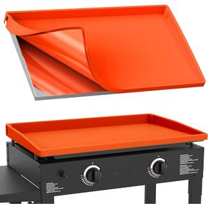 BANGIE 28" Silicone Griddle Mat for Blackstone Accessories - Anti-Warping & UV-Resistant Full-Wrap Cover for 2-Burner Flat Top Grill, Blocks Condensation Rust (Orange)