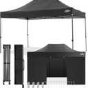 COBIZI 10x15 Pop Up Canopy with 4 Sidewall,Heavy Duty Canopy UPF 50+ All Season Wind Waterproof Commercial Outdoor Wedding Party Tents for Parties Gazebo with Carry Bag(10 x 15 ft Black)