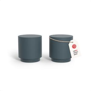 LARS NYSM Mini Salt and Pepper Shakers Set | Stainless Steel Salt and Pepper Shakers with Modern Minimalist Design, Easy Refill, Small Size (Stone Blue)