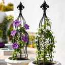 2-Pack Garden Obelisk Trellis for Climbing Roses & Flowering Vines, 30" Tall Iron Plant Support, Tool-Free Snap Assembly, Decorative Outdoor Accent for Patio Planters & Entryways