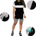 KINIKO 2 Piece Outfits for Women Casual Summer 2024 Color Blocking Biker Short Sets Athletic Matching Tracksuit (Grey, XL)