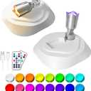 LEASTYLE LED Wireless Spotlights with Remote,RGBW Rechargeable Up Lights Indoor,16 Color Changing Battery Operated Light with Timer Dimmable Accent Light for Grow Parties,White+Silver,2 Pack