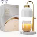 Candle Warmer Lamp, with 2 Bulbs,Timer & Dimmer,Compatible with Large Yankee Candle Jars,3 Wick Candles,Height Adjustable Electric Top Melter,110-120v, (White Marble)