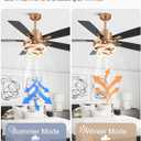 52" Gold Ceilling Fans with Lights Modern Chandelier Fan DC Motor Dimmable Led Fandelier Ceiling Fan with Light for Bedroom, Living Room