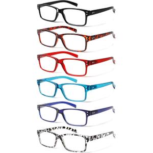 NORPERWIS Reading Glasses 6 Pairs Quality Readers Spring Hinge Glasses for Reading for Men and Women (6 Pack Mix Color 3, 5.00)