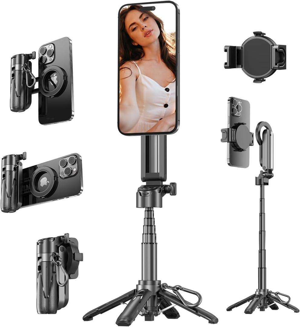 for Magsafe Tripod/Selfie Stick for iPhone, Mini 4-in-1 Pocket Selfie Stick, Portable Tripod for iOS & Android Phones, Ideal for Outdoor Travel, Live Streaming & Video Recording