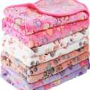 Tatuo 4 Pcs Dog Blanket for Pet Puppy Teething Toys Paw Print Fleece Blanket for Pet Cat Soft Warm Sleep Mat Guinea Pig Cage Mat(Small(24 x 16 Inch),White, Coffee, Pink, Purple)