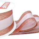 Rose Gold Wired Ribbon Satin with Glitter Edge, 2.5 Inch x 10 Yards Rose Gold Christmas Ribbon for Tree Decoration Garland Wreath Bow Making Gift Wrapping Home Decor