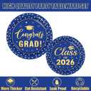 Blue and Gold Graduation Paper Plates and Napkins Serve 50, Polka Dots Graduation Decorations Class of 2026 Congrats Grad Decorations for College High School Grad Party Supplies