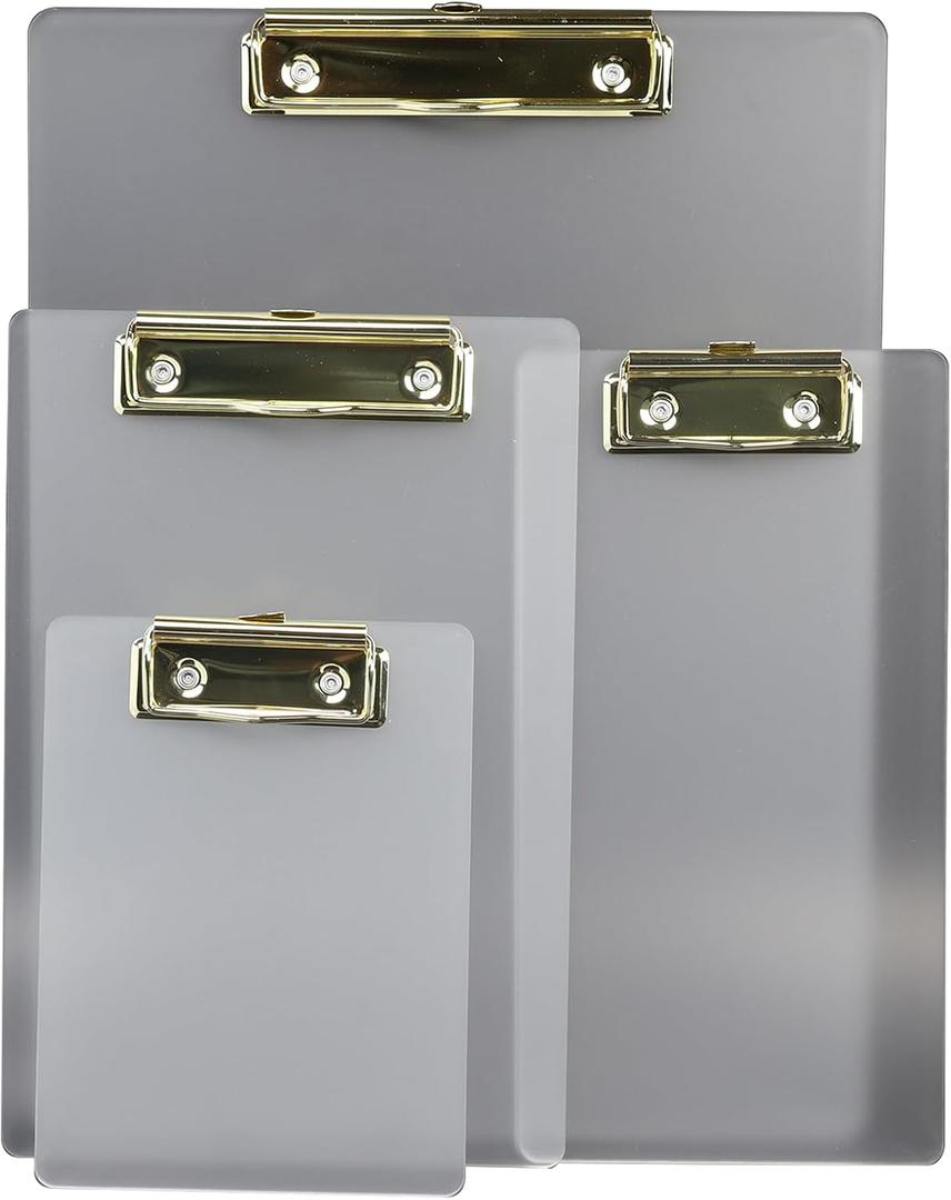 Plastic Clipboards Set of 4,Acrylic Frosted Clipboard,Letter/A4 (9.5 "X12.6) A5 (6.3 "X9.5) A6 (4.7 "X6.3) A7 (4.7 "X9) Size,Kids Clipboard,Lightweight Clipboard for Women