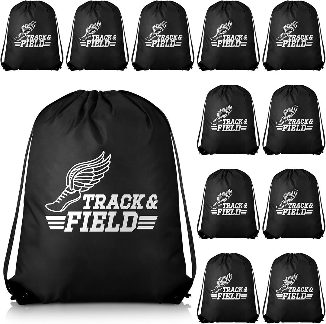 12 Pcs Track and Field Drawstring Backpack Running Gifts Bulk for Athlete Runner Sprinter Jogger Sport Accessories for Men Women Track and Field Training Bag