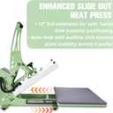 CoolSub Heat Press 15x15 Slide Out Heat Press Machine, Industrial Digital Heat Transfer Machine Sublimation for T-Shirt Green White
