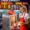 WantJoin Hot Dog Steamer - 28.8QT Commercial Electric Hot Dog Steamer with Bun Warmer, Glass Sliding Door Steaming Machine for 175 Hot Dogs and 40 Buns Adjustable Temperature Red