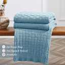 TREELY 100% Cotton Knitted Throw Blanket Couch Cover Blanket(31 x 40 Inches, Teal Blue), Small