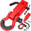 AUTOBOTS Shackle Hitch Receiver 2", 45,000 Lbs Break Strength Heavy Duty Receiver with 5/8" Screw Pin, 3/4" D Ring Shackles, Towing Accessories for Vehicle Recovery Off-Road, Red&Red