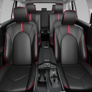Seat Cover Compatible with 2024 2025 Toyota Grand Highlander 7-Seater Car Seat Protector Replacement for 24-25 Toyota Grand Highlander Accessories(Black with Red Carbon Fiber,7 Seats) (Compatible with 2024 2025 Grand Highlander 7 Seats)