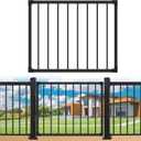 Deck Gate Outoor, 36''Hx48''W Black Heavy Duty Steel Anti-Rust Fence Door with Customizable Width, Easy Installation Metal Gate for Residential, Yard, Patio (No Hinge)