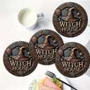 AB-142 Witch's House Coaster, 5 Pcs Non-Slip Coaster Pads for Bar, Kitchen, Dining Room, Unique Housewarming Gifts for Home Decor