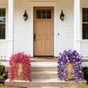 ZFProcess Artificial Hanging Flowers Plants for Outdoor Spring Summer Decoration, 2PCS Faux Silk Morning Glory UV Resistant Look Real for Outside Home Indoor Planter Porch Garden Yard Decor(Rose Red)
