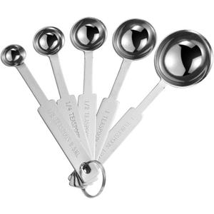 5PCS OstWony Measuring Spoons Set, Includes 1/8, 1/4, 1/2 tsp, 1 tsp, 1 tbsp, Food Grade Stainless Steel Measuring Cups, Tablespoon and Teaspoon for Measure Liquid and Dry Ingredients