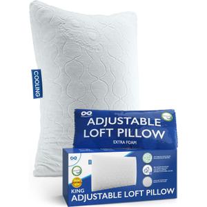 Everlasting Comfort Shredded Memory Foam Pillows with Adjustable Loft - 2X Better Cooling - Japanese Cooling Fiber Pillow Case - Hypoallergenic Pillows for Side Sleepers (King) (King (Pack of 1))
