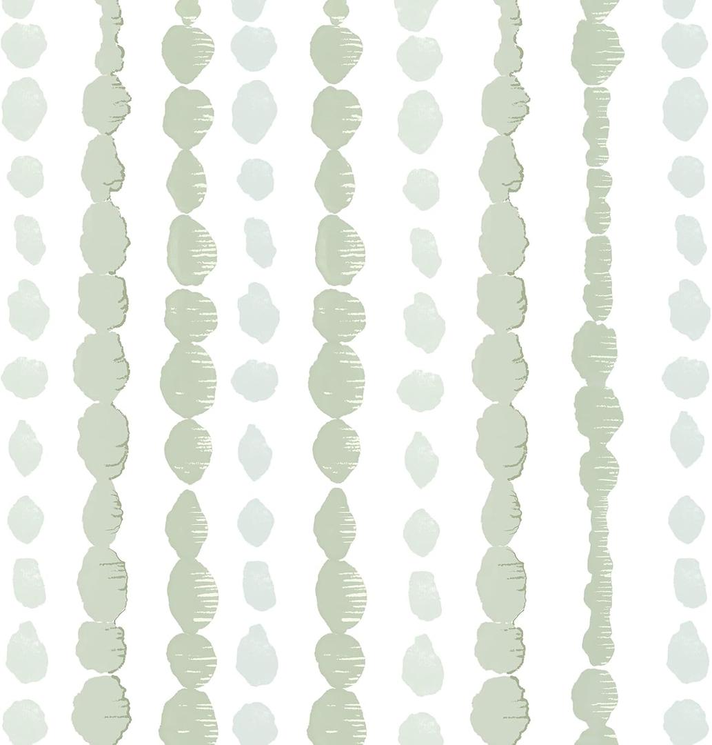 Naphite Green and White Peel and Stick Wallpaper Boho Contact Paper for Cabinet Drawer Striped Self Adhesive Removable Wallpaper for Bedroom Modern Dot Nursery Kid Waterproof Shelf Liner17.3inW 197inL