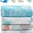 4-Pack Baby Muslin Swaddle Blankets, 47 x 47 Inches Soft Breathable Swaddle Blanket, Lightweight Receiving Blanket for Newborns and Infants, Ocean Friends