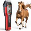 Horse Clippers,Quiet 2-Speed Horse Grooming Clippers,Rechargeable Pet Shaver for Matted Long Hair,Cordless Wide-Blade Powerful Horse Trimmer Kit for Thick Coat #066 Red