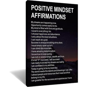 Motivational Canvas Wall Art Home Decor Inspirational Poster Painting Artwork Positive Affirmation Quotes Picture Print for Modern Living Room Corridor Office Stretched and Framed [24''Wx 36''H]