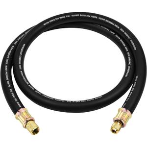 Upgrade Version 1/2" Internal Diameter High-Flow Vacuum Certified Refrigerant Hose,3/8" to 1/4" Fittings,20 Microns Vacuum, Faster HVAC Evacuation and Recovery, 6-Feet, Black