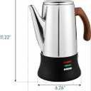 APOXCON Electric Coffee Percolator Stainless Steel Coffee Pot with Two Tough Glass Clear Brew Progress Knob & Treated Solid Wood Handle & On/OFF Switch Auto Keep Warm Cordless Serve (8 Cup)