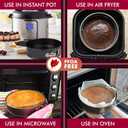 RFAQK Non-Stick 6 Inch Cake Pan with Removable Bottom - Leakproof Springform Pan with 50Pcs Parchment Papers - Perfect for Cakes, Cheesecakes, and Compatible with 3 Qt Instant Pot - Bonus E-Book