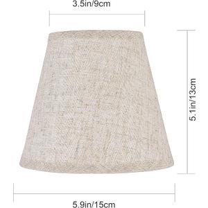 Ruiever 6pack Small Lampshades Clip On Bulb Fabric Lamp shade Bottom 5.9''x Top 3.54''xH 5.12'' for Chandeliers Wall Ceiling Table and Floor Lamps Beige Linen Color Eyes Protected Appearance