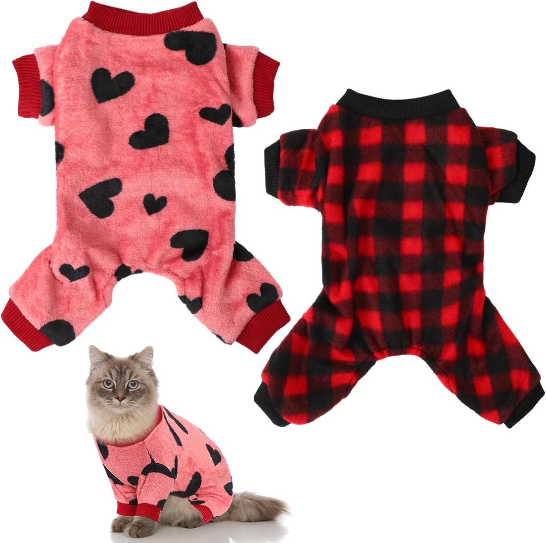 2 Pcs Christmas Dog Pajamas Small Dog Winter Outfit Christmas Dog Pajamas for Small Dog Cat Sweater Cute Tiny Pet Dog Clothes for Kitty Puppy Cat