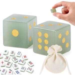 2 PCS Crystal Mahjong Dice Set with Custom – 15mm Easy-to-Read Acrylic Dice for Family Games & Parties, Includes 2 Dices + Velvet Bag for Mahjong Lovers, Birthdays & Holidays