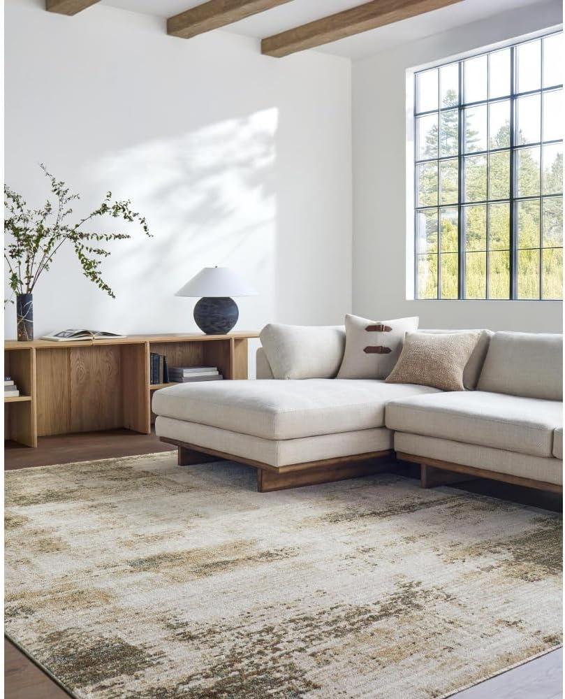 Livabliss x Galey Alix Myrtle Avenue III Modern Abstract Area Rug, 6'7" x 9' (7' x 9'), Cream/Taupe