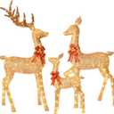 3D 6.5FT Christmas Deer Family Set, 340 LEDs - Gold
