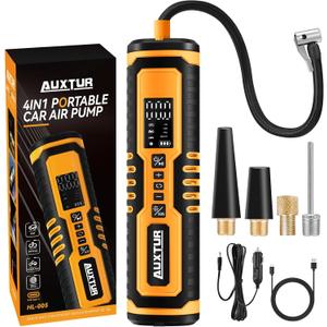 Cordless Tire Inflator for Car with 3 Light Modes and Automotive Power Cords, Electric Air Pump(Type-C) (150PSI)(6000mah Battery), Digital Air Compressor for Motorcycle, Bike, Truck and Ball