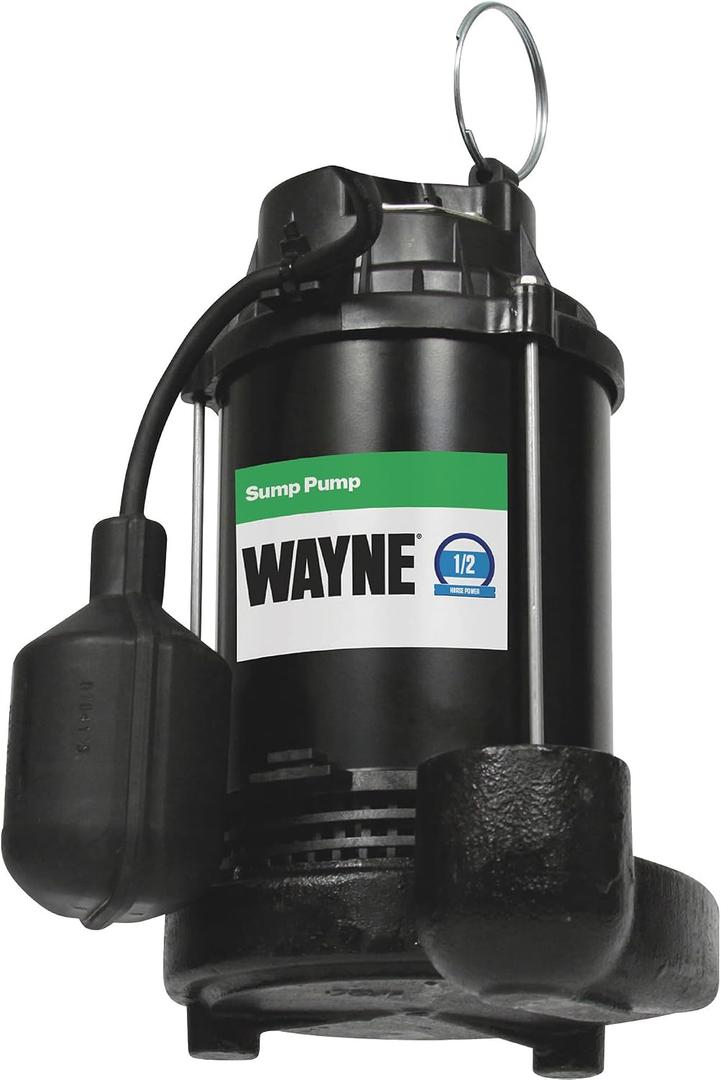 WAYNE CDT50-1/2 HP Epoxy Coated and Cast Iron Submersible Sump Pump - Up to 5,100 Gallons Per Hour - Long Lasting and Durable Construction