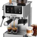 AIRMSEN Espresso Machines with Burr Grinder, 20 Bar, Milk Frother Steam Wand, Stainless Steel Coffee Maker for Home - Cappuccino Latte & Cold Brew Iced Coffee Maker & Americano