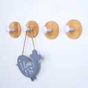 4pack Decorative Wood Wall Hook Coat Hooks for Hanging Adhesive Waterproof Wall Hook Clothes Bag Key Hanger Hook Bedroom Kitchen Bathroom Door Robe Towel Hooks-White