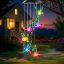 Birthday Gifts for Women Mom Grandma, Winzwon Solar Hummingbird Wind Chimes for Outside Garden, Solar Lights Outdoor Waterproof Mobile Decoration for Patio Yard
