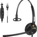 Arama Corded Telephone Headset Mono w/Noise Canceling Mic for Polycom Mitel Avaya Aastra Allworx Adtran Alcatel Lucent AltiGen Comdial Digium Gigaset InterTel Plantronics Landline Deskphones(A800S1)