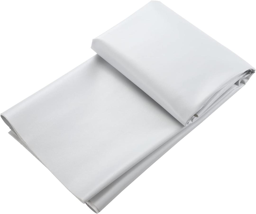 Picheng Vinyl Faux Leather Sheets:Gray White Smooth Faux Leather Fabric Waterproof 54" x 36" Vinyl Upholstery Leather Soft Synthetic for Upholstery Car, Bags,DIY Crafts (Gray White)