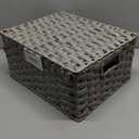 GRANNY SAYS Wicker Storage Baskets, Decorative Boxes with Lids, Set of 3 Nesting Wicker Baskets for Organizing, Gray, 3-Pack