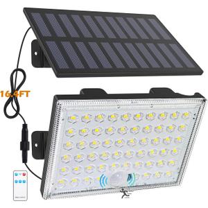 LumiZen Solar Lights Outdoor,Remote Control Solar Motion Sensor Lights with 3 Modes,IP65 Waterproof Flood Lighting,Solar Powered Security Lights for Outside Patio, Yard, Garage, 1 Pack