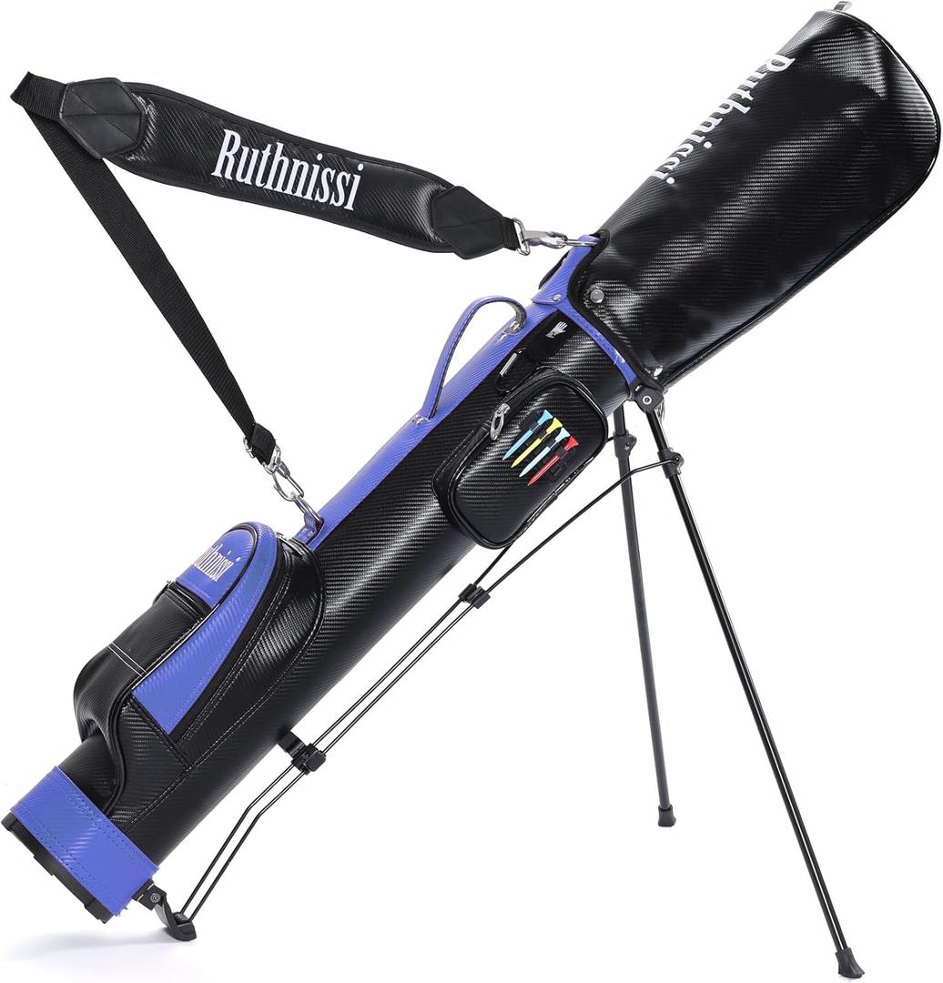 Sunday Golf StandBag with Cooler Pouch and Padded StrapLightweight for Driving Range Mini Course Training Practice Man Women,Travel Case Vertical Hard Shell Tube for Airlines (Blue-1)