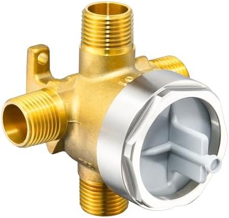 R11000 Rough-In Valve for D 3-Setting or 6-Setting Shower Diverter Faucet, Compatible With D 3 Way or 6 Way Trim Kits, Brass Construction