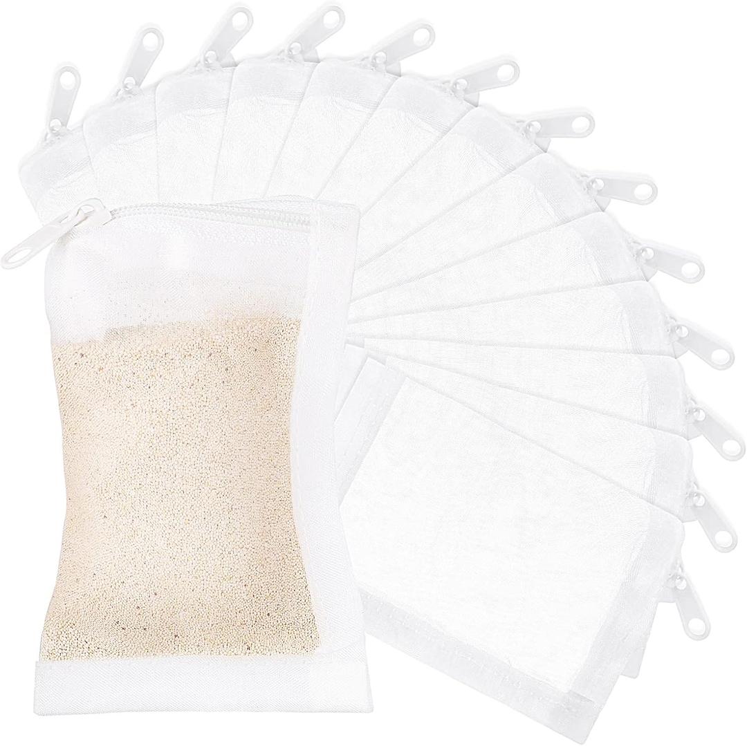 Geiserailie 15 Pieces Aquarium Filter Media Bags 150 Micrometer Fine Filter Bags Mesh Reusable with Zipper for Activated Carbon Resins(2.4 x 4 Inch) (Nylon)